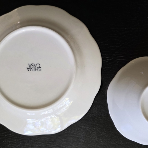 SHINA CASA Red Floral Bowl & Scalloped Plate Set | 8” Dinnerware - Picture 4 of 7